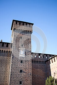 castle of the dukes of sforza in milan city, lombardy, italy
