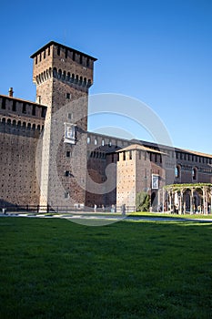 castle of the dukes of sforza in milan city, lombardy, italy