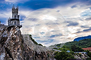 Castle on the edge of a cliff near the sea