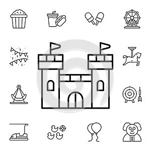 Castle flat vector icon in amusement pack