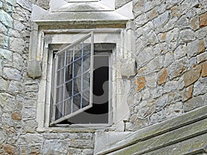 Castle fort open leaded light window