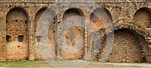 Castle fort wall in Ainsa village Aragon Pyrenees photo