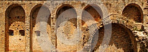 Castle fort wall in Ainsa village Aragon Pyrenees