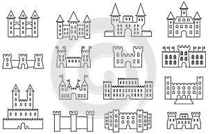 Castle and fortress icon set