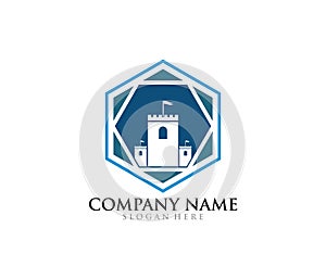 castle fortress stronghold vector icon logo design