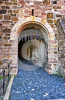 Castle gate in a rock wall in Wernigerode