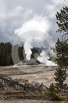 Castle Geyser eruption, Yellowstone volcano