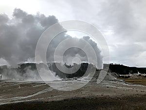 Castle Geyser Yellowstone National Park in Wyoming