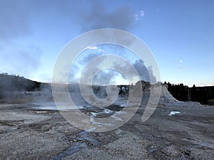 Castle Geyser Yellowstone National Park in Wyoming