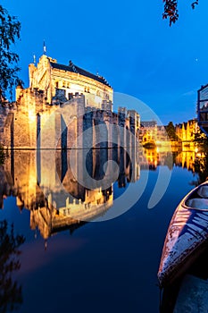 Castle Gravensteen in the old city center of Gent in Belgium at