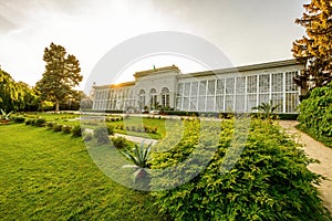 Castle greenhouse in the castle garden at Telc city