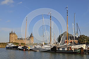 Castle and harbor Muiden in Holland