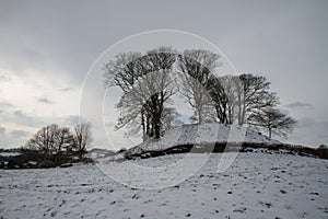 Castle Hill in Bampton, Devon after snow