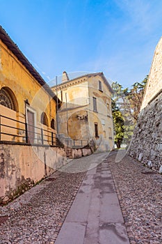 Castle on the hill Cidneo in Brescia city, Italy photo