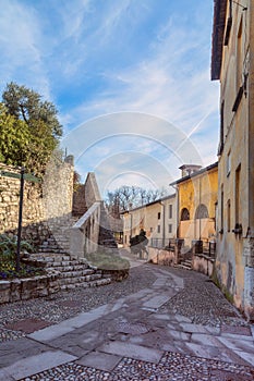Castle on the hill Cidneo in Brescia, Italy photo