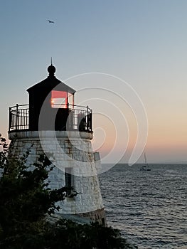 Castle hill Lighthouse Newport ocean sunset