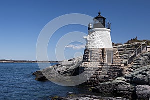 Castle Hill Lighthouse Tower Built On Rocky Shore