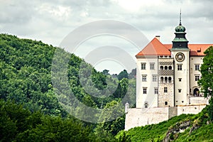 Castle on the hill in Ojcow National Park Poland - Pieskowa Skala. Pieskowa stone.