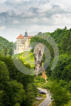 Castle on the hill in Ojcow National Park Poland - Pieskowa Skala. Pieskowa stone.