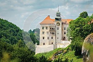 Castle on the hill in Ojcow National Park Poland - Pieskowa Skala. Pieskowa stone. photo
