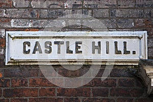 Castle Hill Street Sign in Lincoln, UK