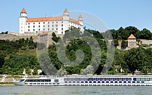 Bratislava Castle Hill, view over the Danube River, Slovakia