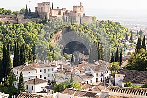 Castle on hillside, Granada, Spain