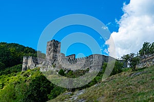 Castle Hinterhaus in Spitz Wachau Austria and vineyard