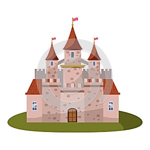 Castle icon, cartoon style