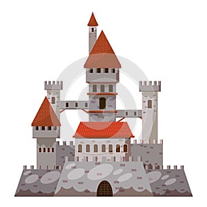Castle icon, cartoon style