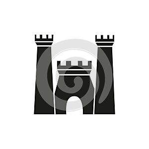 Castle icon vector. Fortress illustration sign. Stronghold symbol. tower logo.