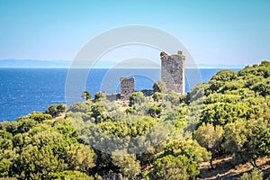 Castle in island Samothraki Greece