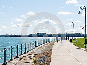 People walking at Castle Island in Boston, MA