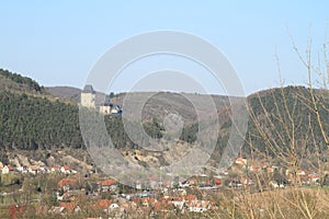 Castle Karlstejn behind village