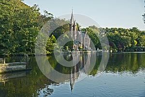 Castle, Lake of love, Minnewater, Bruges, Belgium