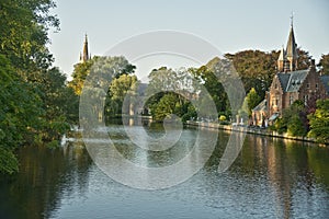 Castle, Lake of love, Minnewater, Bruges, Belgium