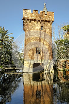 Castle of the lake, in Park Can Soley Badalona Barcelona, Spain photo