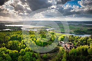 Castle in Lapalice, surrounded by Kashubian forests and lakes, Poland