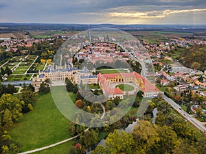 Castle Lednice in Czech Republic - aerial view