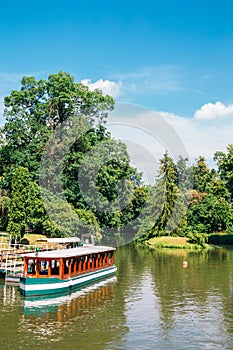 Castle Lednice garden lake at summer in Lednice, Czech Republic