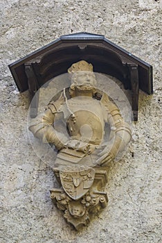 Castle Lichtenstein - Auxiliary building with a male statue photo