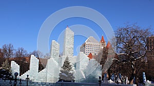 Castle made out of Ice Blocks from a Frozen Lake