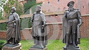 Castle in Malbork, Poland. Statues of the Teutonic Grand Masters