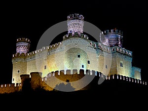 Castle of Manzanares El Real at night, Madrid