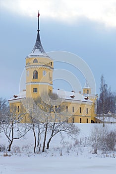 Castle of Marienthal Bip, gloomy December day. Pavlovsk, Russia