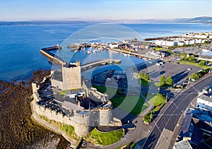 Castle and marina in Carrickfergus near Belfast