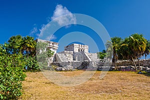 The castle, Mayan Ruins in Tulum, Riviera Maya, Yucatan, Caribbean Sea, Mexico