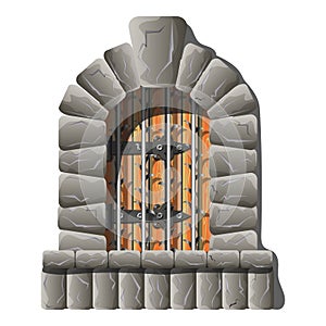 Castle medieval door with grate vector cartoon and fairytail style, realistic and vintage demanded. Clip art vintage antique door