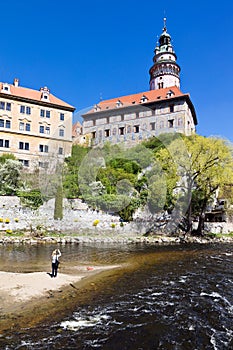 Castle and Moldau river, Cesky Krumlov town UNESCO, South Bohemia, Czech republic, Europe