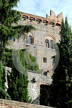 Castle in Monselice between trees in Veneto (Italy)